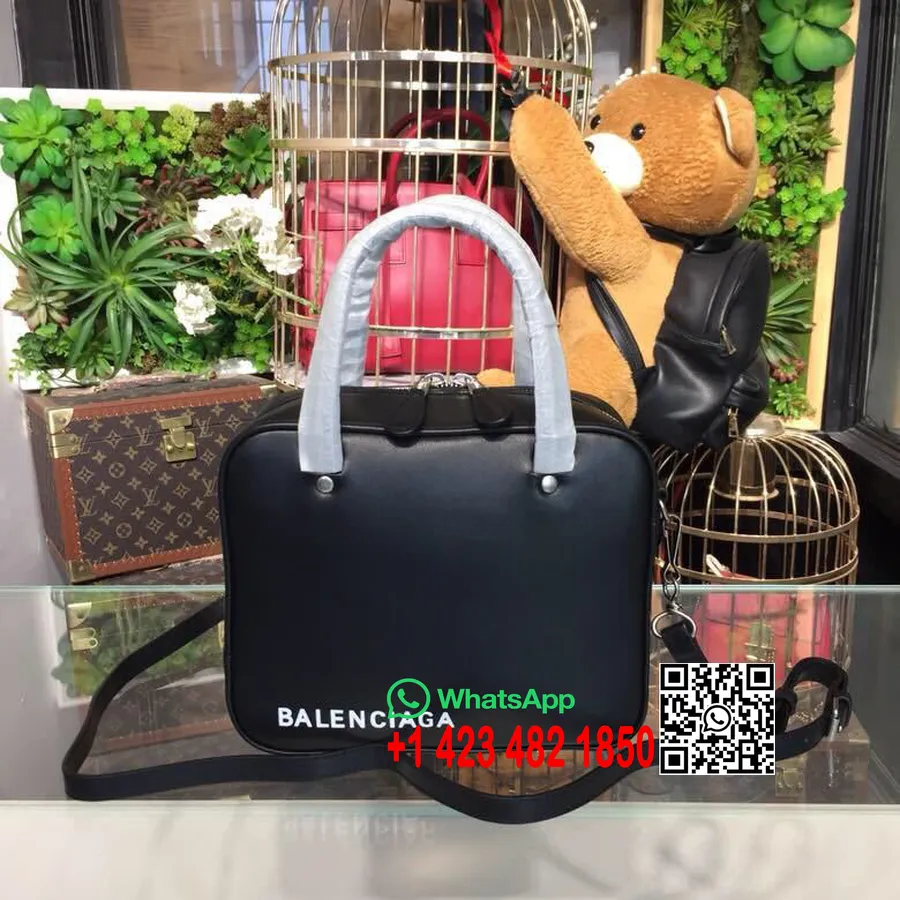 Balenciaga Trīsstūris Kvadrātveida Xs Crossbody Soma Teļa āda Pavasara/vasaras 2018 Kolekcija Melna