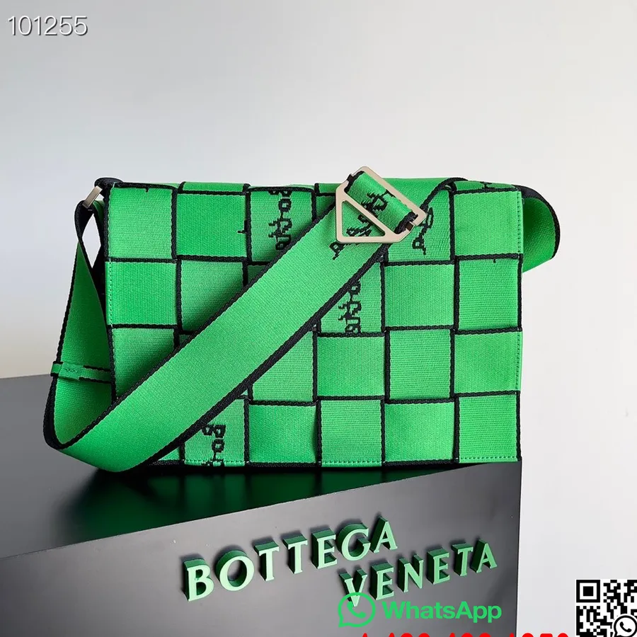 Bottega Veneta Kasettinauha Cross-body Laukku 30cm 680514 Hopea Laitteisto Syksy/talvi 2022 Kokoelma, Kilpa Vihreä/musta