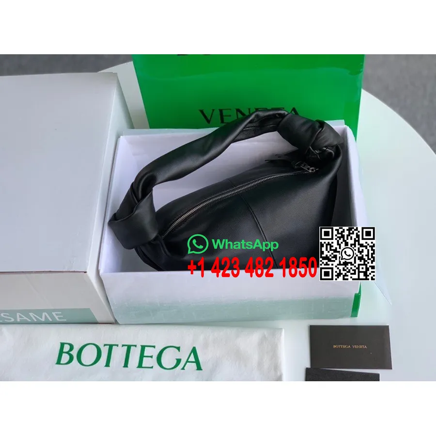 Bottega Veneta Dubbelknutväska 30cm 629635 Kalvskinn Vår/sommar 2022 Kollektion, Svart