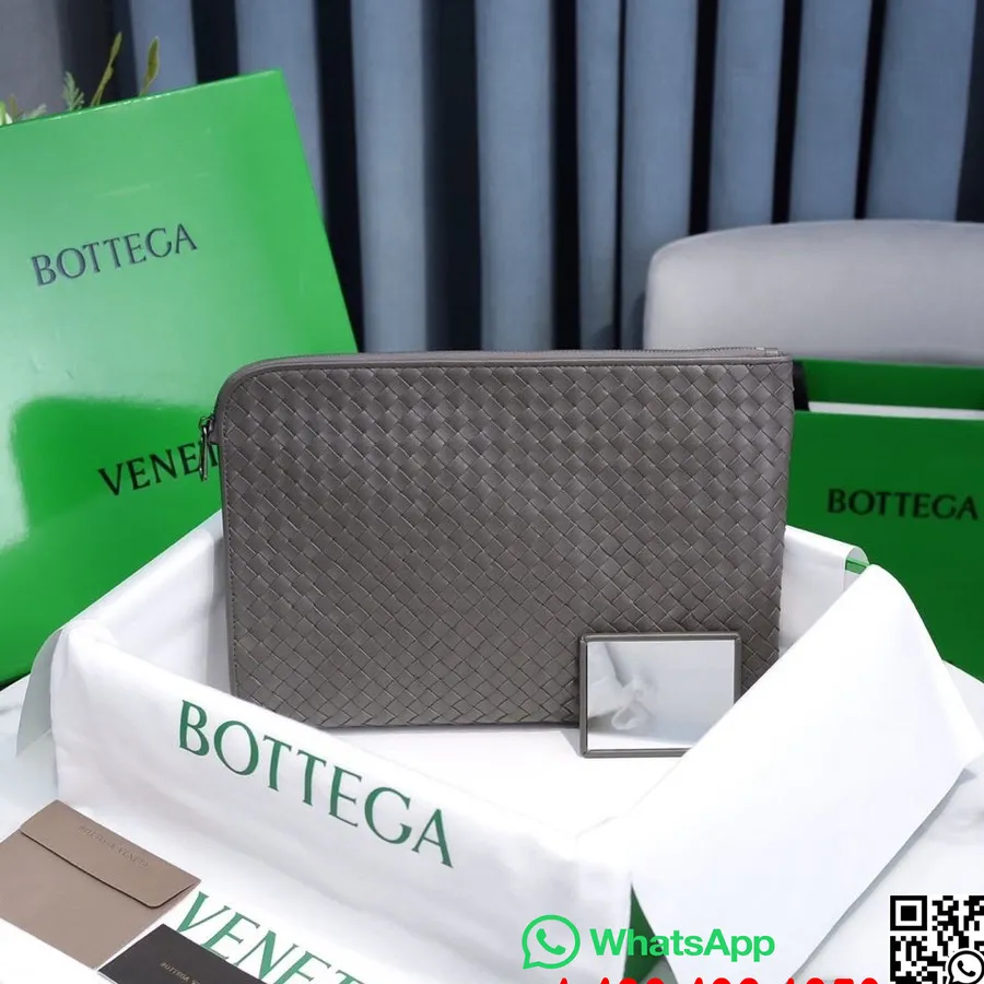 کیف کیفی Bottega Veneta 34cm 8825 طلایی چرم سخت افزاری چرم بره بهار/تابستان 2022، خاکستری