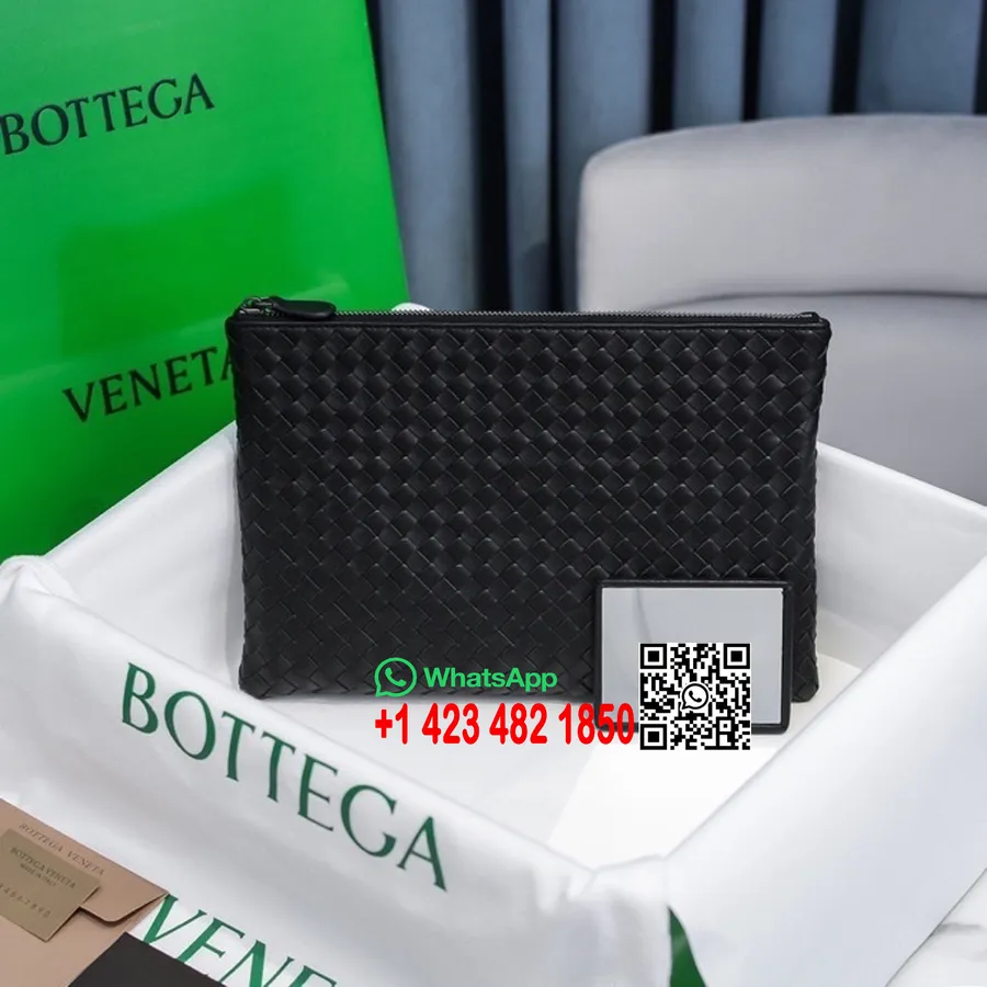 Bottega Veneta Pouch Bag 30cm 8825 χρυσό Hardware δέρμα αρνιού συλλογή άνοιξη/καλοκαίρι 2022, μαύρο