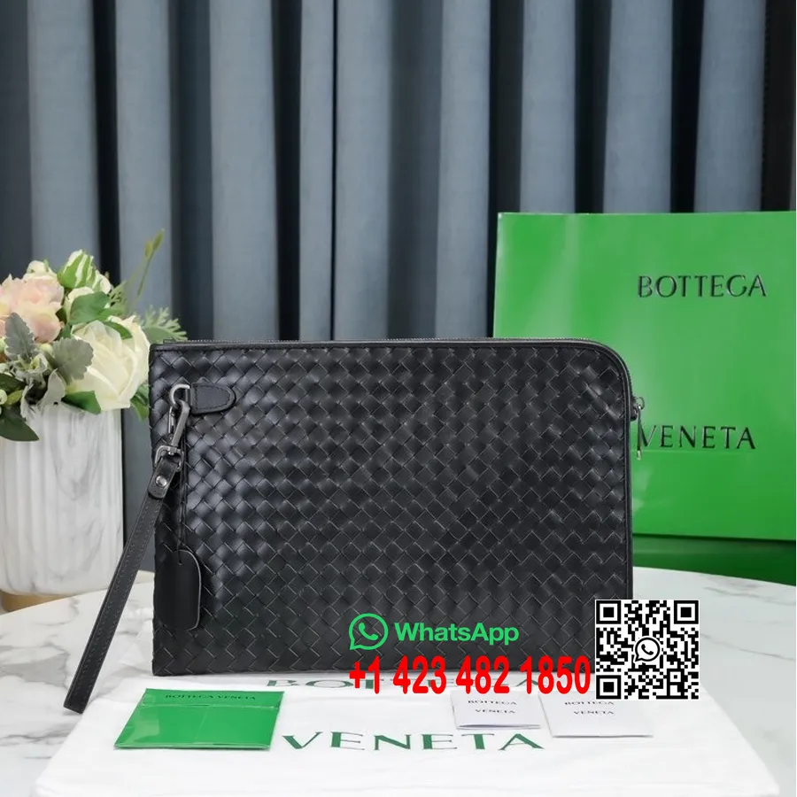 תיק נרתיק Bottega Veneta 32 ס"מ 8825 זהב חומרה מעור טלה אביב/קיץ 2022 קולקציית, שחור