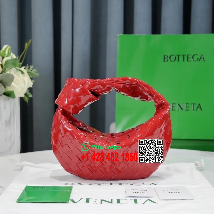 Bottega Veneta Mini Jodie Skuldertaske 23cm 651876 Patent Kalveskind Forår/sommer 2022 Kollektion, Chili