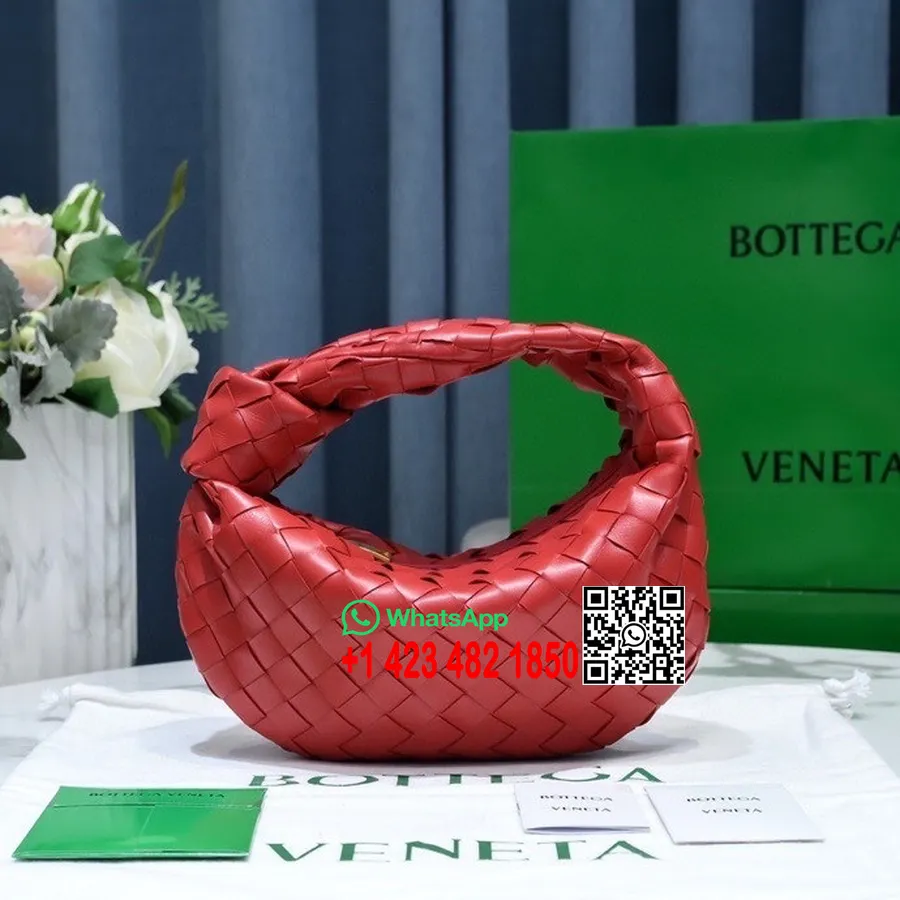 Bottega Veneta Mini Taška Přes Rameno Jodie 23cm 651876 Jehněčí/telecí Kůže Kolekce Jaro/léto 2022, Tmavě červená