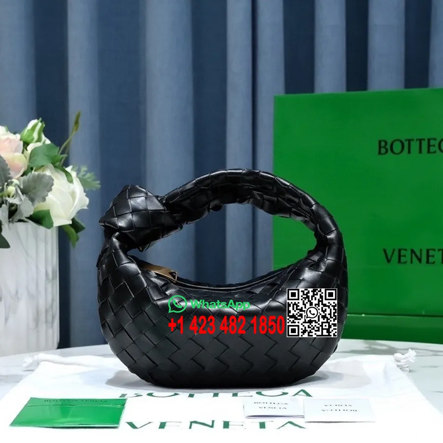 Bottega Veneta Mini Taška Přes Rameno Jodie 23cm 651876 Jehněčí/telecí Kůže Kolekce Jaro/léto 2022, černá