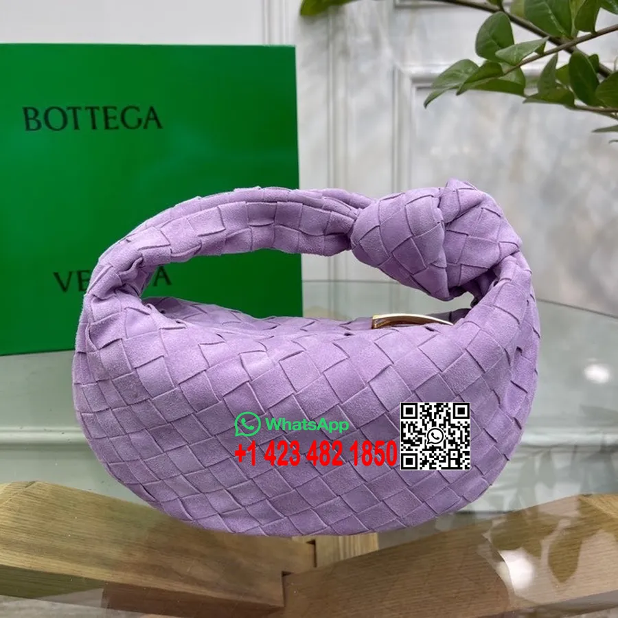 Bottega Veneta Mini Jodie Axelväska 23cm 651876 Mocka/kalvskinn Vår/sommar 2022 Kollektion, Lavendel