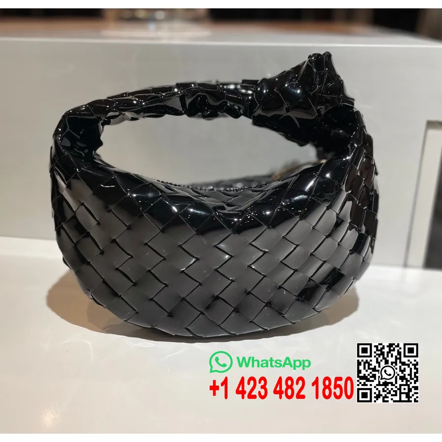 Bottega Veneta Mini Jodie τσάντα ώμου 23cm 651876 λουστρίνι μοσχαριού συλλογή άνοιξη/καλοκαίρι 2022, μαύρο