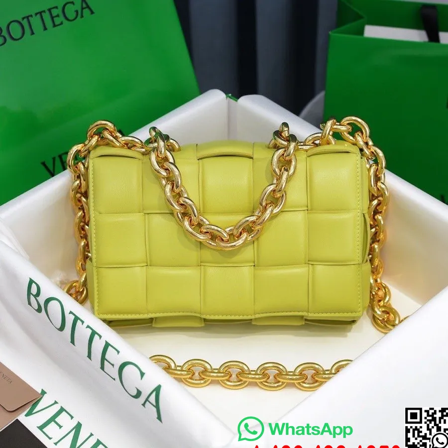 Bottega Veneta подплатена касетна чанта през рамо 26 см 631421 агнешка кожа колекция пролет/лято 2022, Acid Kiwi