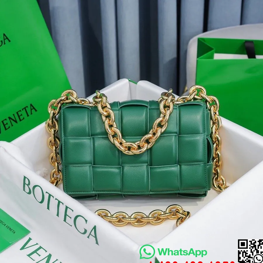 Bottega Veneta подплатена касетна чанта през рамо 26 см 631421 колекция пролет/лято 2022 агнешка кожа, Raintree