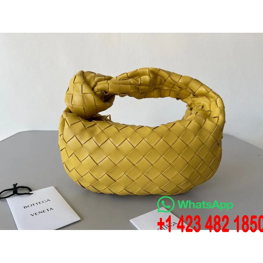 Bottega Veneta Mini Jodie Schoudertas 23cm 651876 Kalfsleer Collectie Lente/zomer 2022, Geel