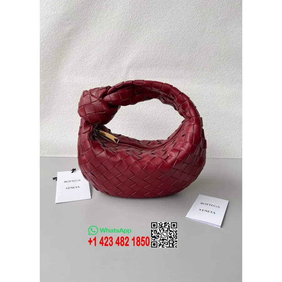 Bottega Veneta Mini Jodie Schoudertas 23cm 651876 Kalfsleer Collectie Lente/zomer 2022, Donkerrood