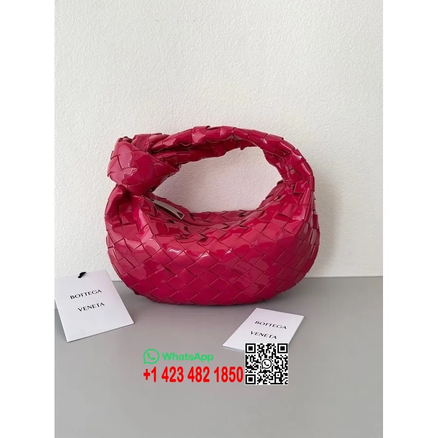 Bottega Veneta Mini Jodie Schoudertas 23cm 651876 Lakleer Kalfsleer Collectie Lente/zomer 2022, Rood