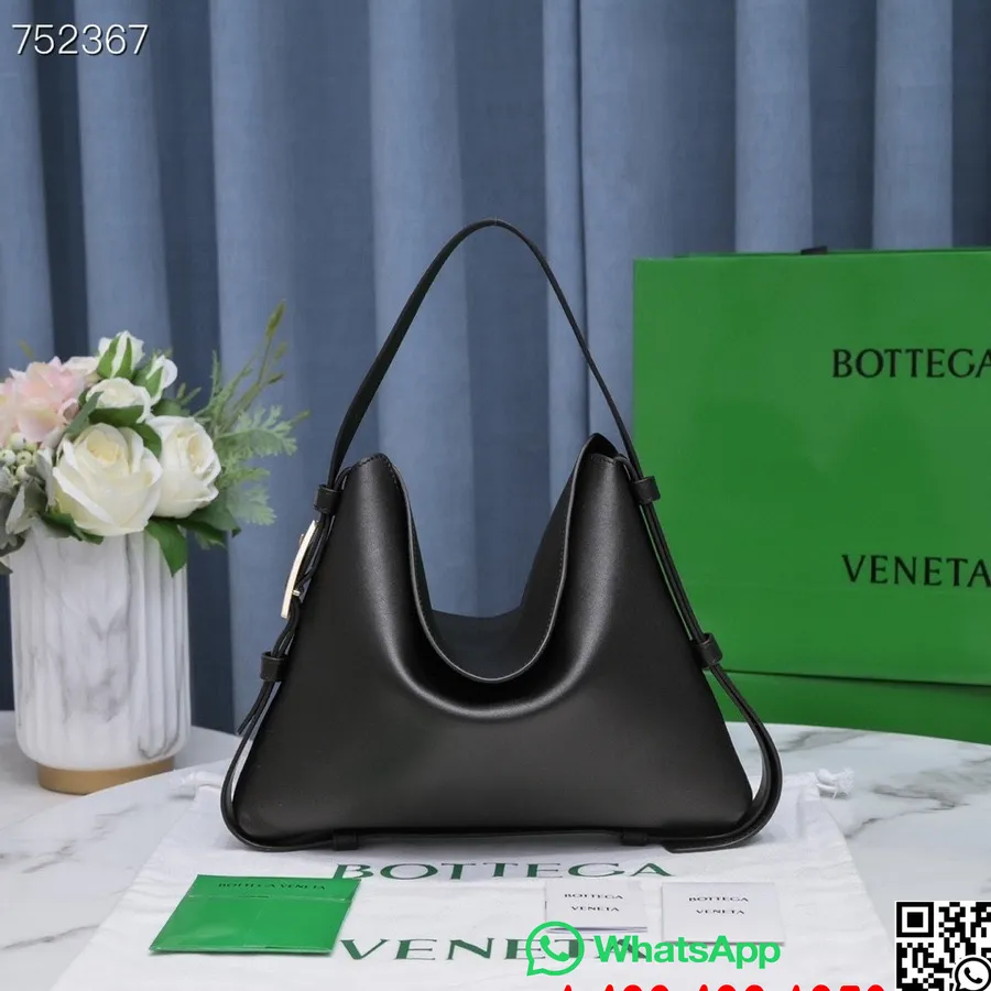 Bottega Veneta τσάντα κούνιας 35cm 7582 δέρμα μοσχαριού συλλογή φθινόπωρο/χειμώνας 2021, μαύρο