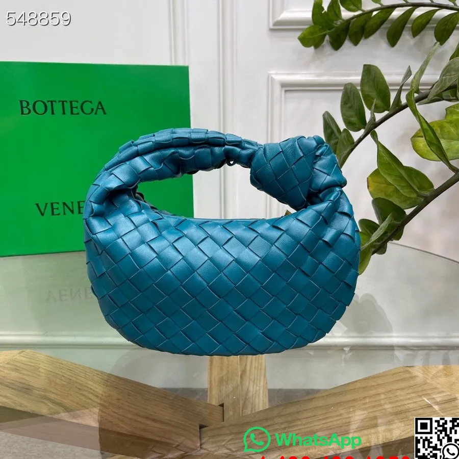 Bottega Veneta Mini Jodie Válltáska 28cm 651876 Báránybőr/borjúbőr 2021 Tavaszi/nyári Kollekció, Kékeszöld