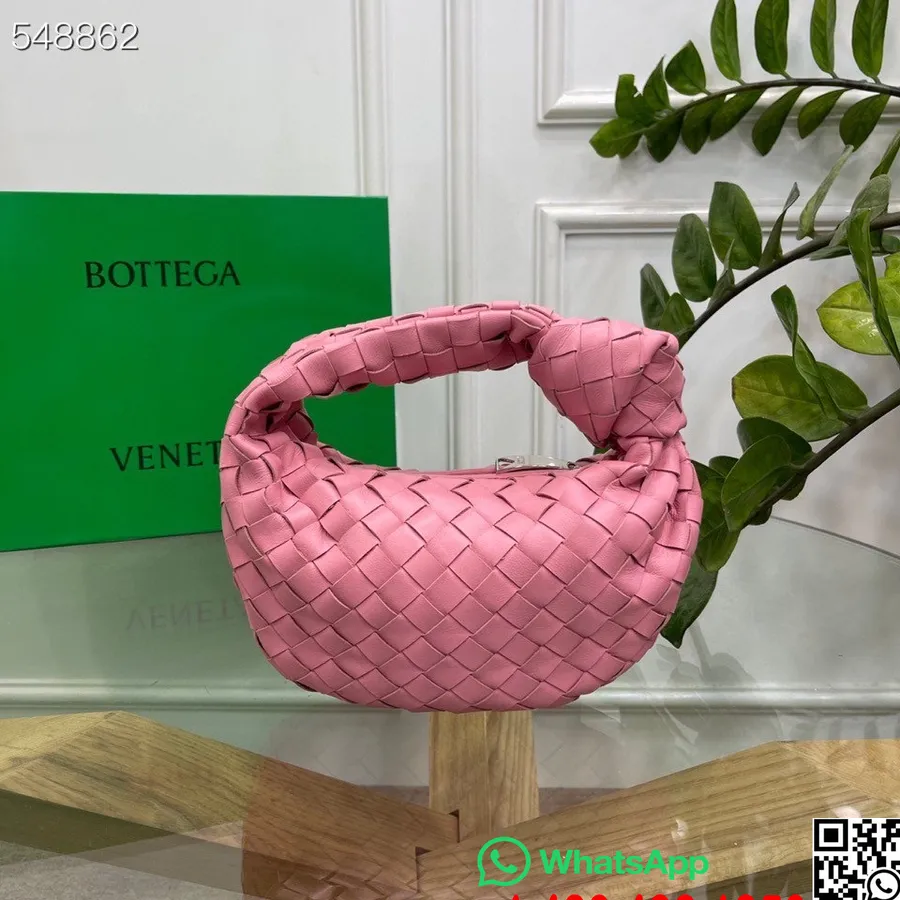 Bottega Veneta Mini Jodie Válltáska 28cm 651876 Báránybőr/borjúbőr 2021 Tavaszi/nyári Kollekció, Rózsaszín