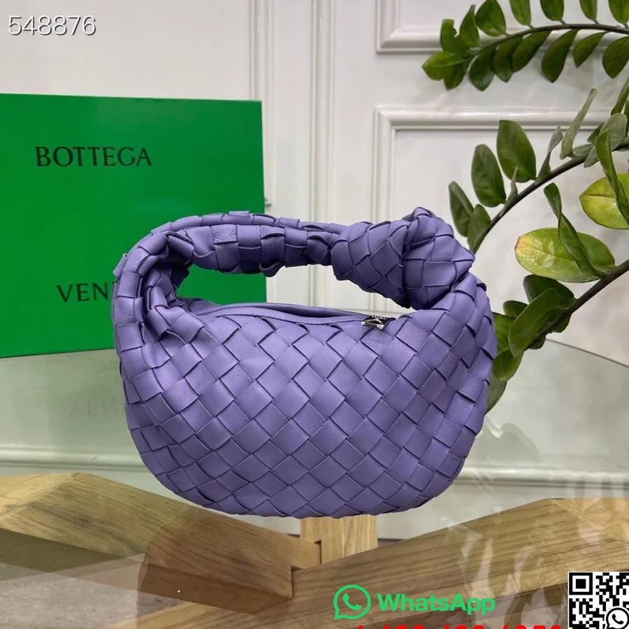 Bottega Veneta Mini Jodie Válltáska 28cm 651876 Báránybőr/borjúbőr 2021 Tavaszi/nyári Kollekció, Levendula