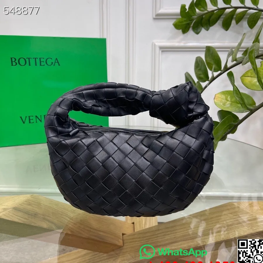 Bottega Veneta Mini Jodie Válltáska 28cm 651876 Báránybőr/borjúbőr 2021 Tavaszi/nyári Kollekció, Fekete