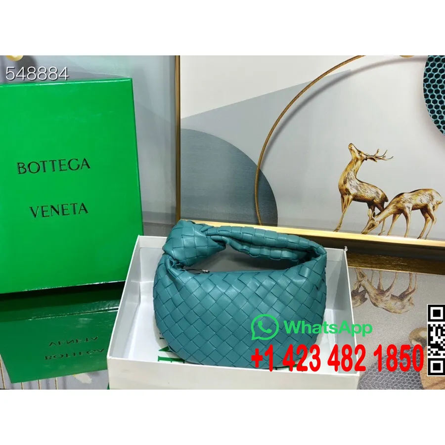 Bottega Veneta Mini Jodie Schoudertas 28cm 651876 Lamsleer/kalfsleer Collectie Lente/zomer 2021, Blauw