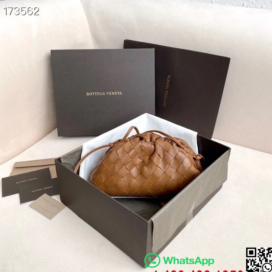 Bottega Veneta Woven The Mini Pouch Geanta De Umar 22cm Piele De Vitel Colectia Primavara/vara 2021, Maro