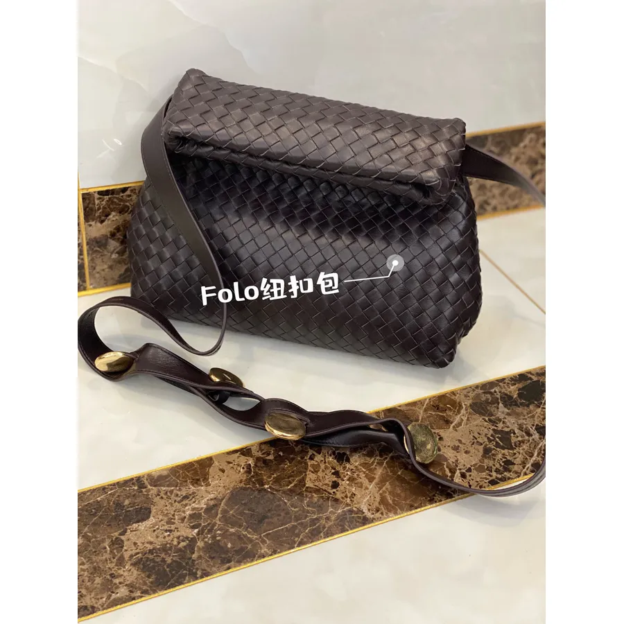 Bottega Veneta összehajtható Táska 26cm 642637 Báránybőr 2021 Tavaszi/nyári Kollekció, Fekete