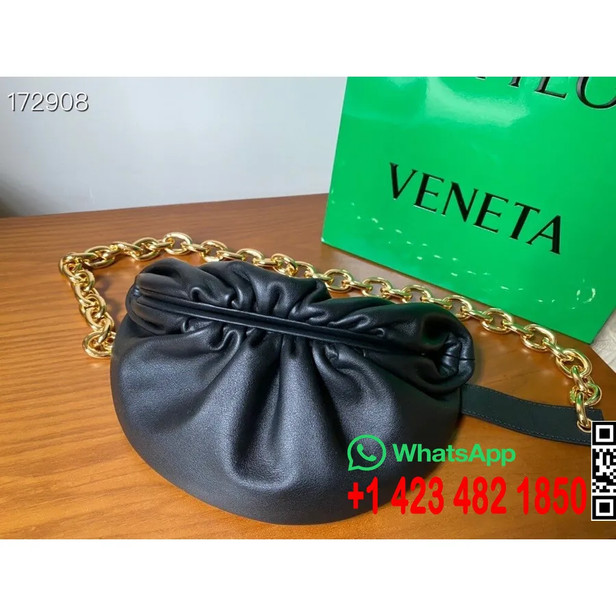 Bottega Veneta övlánctáska Táska 22cm 651445 Borjúbőr 2021 Tavaszi/nyári Kollekció, Fekete