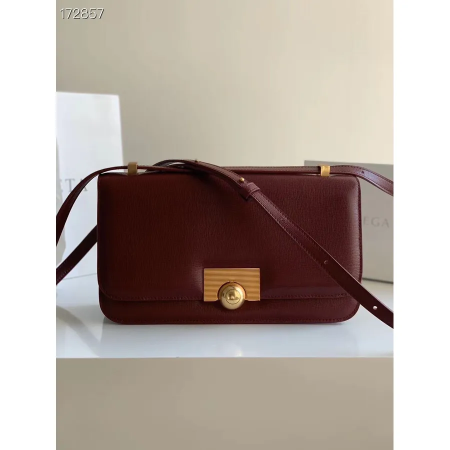 Bottega Veneta Bolsa De Ombro Clássica 28cm 587222 Couro De Bezerro Granulado Coleção Primavera/verão 2021, Bordô