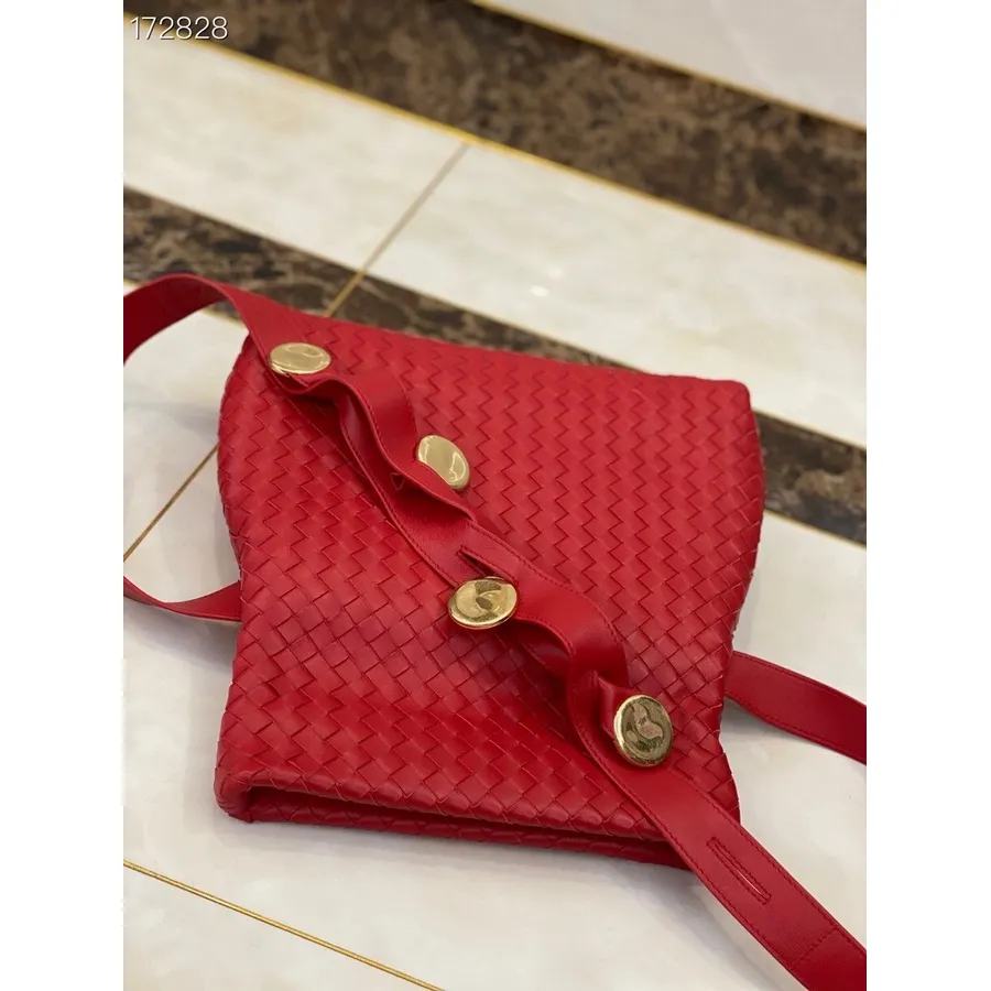 Bottega Veneta Bolsa Dobrável 26cm 642637 Couro De Cordeiro Coleção Primavera/verão 2021, Vermelho