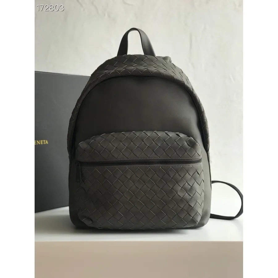 Ransel Bottega Veneta 42cm 70078 Intrecciato Nappa Leather Koleksi Musim Semi/musim Panas 2021, Abu-abu