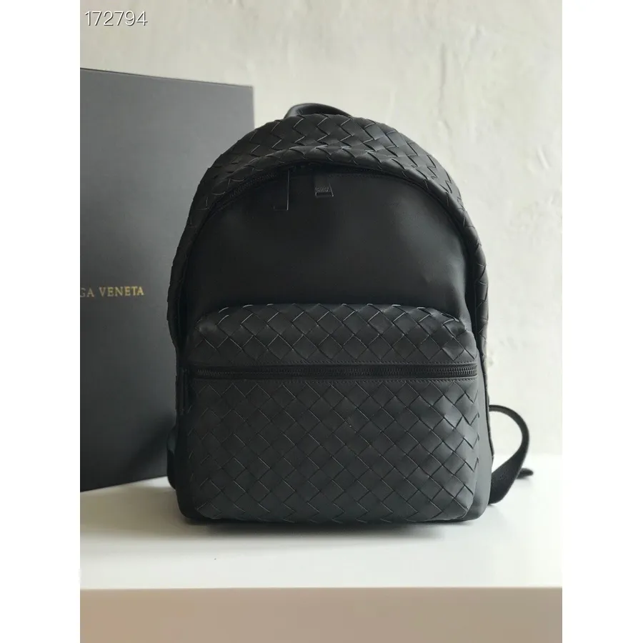 Ransel Bottega Veneta 42cm 70078 Intrecciato Nappa Leather Koleksi Musim Semi/musim Panas 2021, Hitam