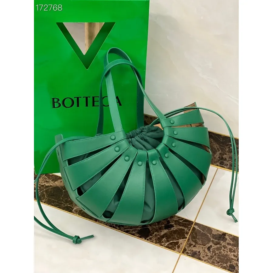 Bottega Veneta The Shell Basket Taske 40cm Papir Kalveskind Guld Hardware Efterår/vinter 2020 Kollektion, Grøn