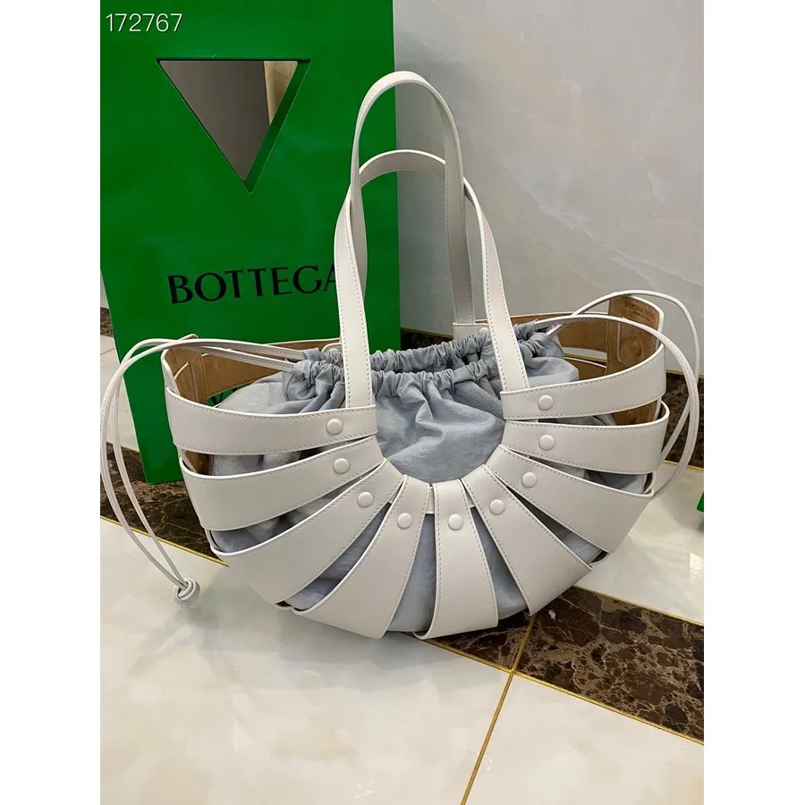 Bottega Veneta The Shell Basket Bag 40cm Papir Kalveskind Forår/sommer 2021 Kollektion, Hvid