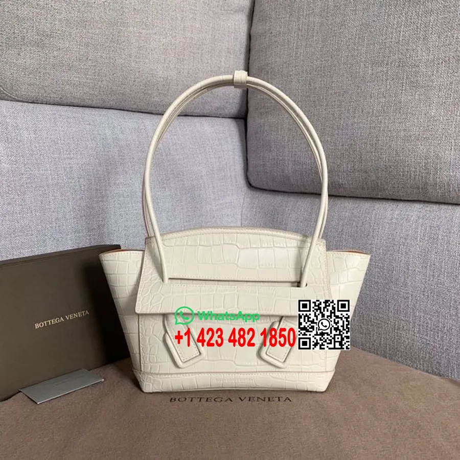 Bottega Veneta Arco Skuldertaske 33 Cm Krokodillestempel Kalveskind 2020 Forår/sommer Kollektion, Hvid