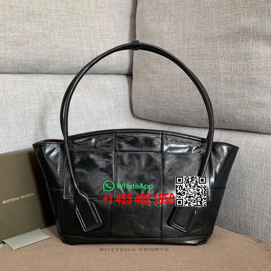 Bottega Veneta Slouch Arco Válltáska 48cm Papír Borjúbőr 2020 Tavaszi/nyári Kollekció, Fekete