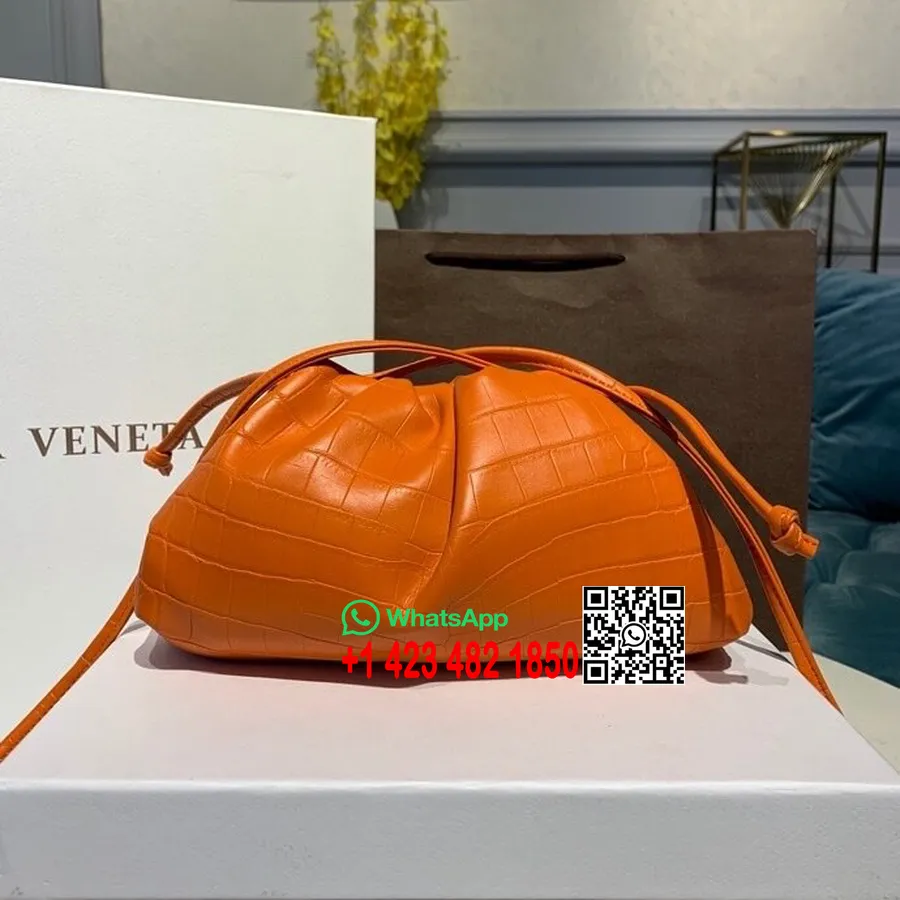 Bottega Veneta The Mini Pouch תיק כתף 22 ס"מ חותמת קרוקודיל עור עגל 2020 קולקציית אביב/קיץ, כתום