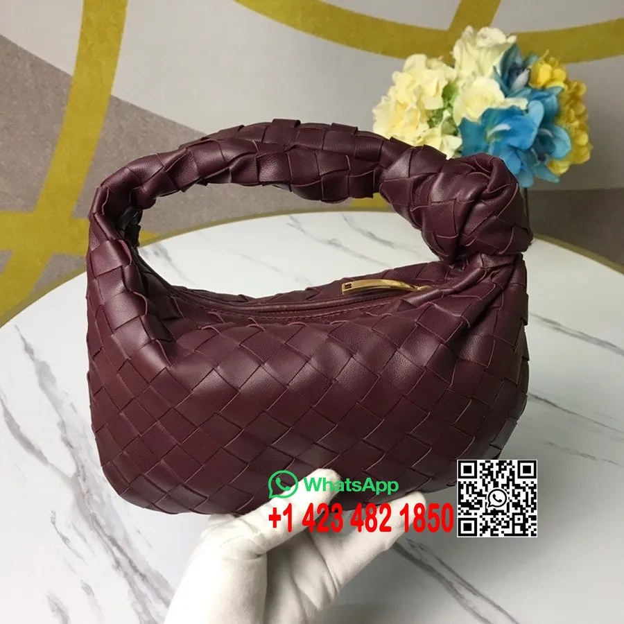 Плетеная мини-сумка Jodie Bottega Veneta 24см из телячьей кожи, коллекция весна/лето 2020, бордовый