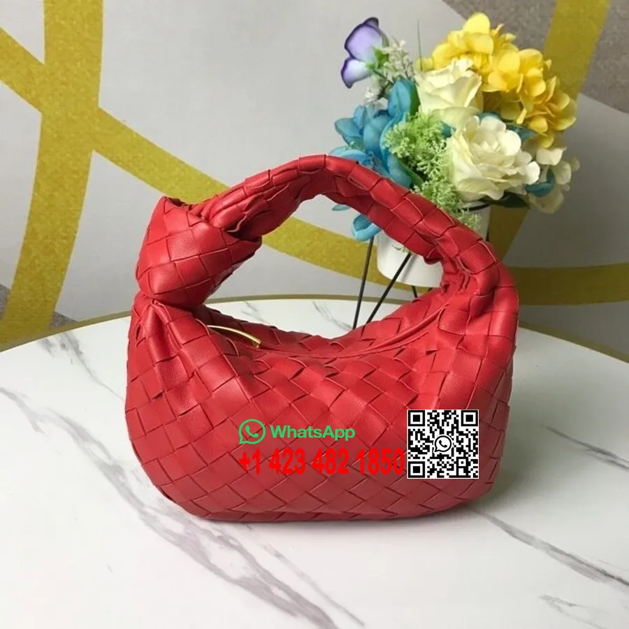 Bottega Veneta Mini Bolsa Jodie Tecida 24cm Couro De Bezerro Coleção Primavera/verão 2020, Vermelha