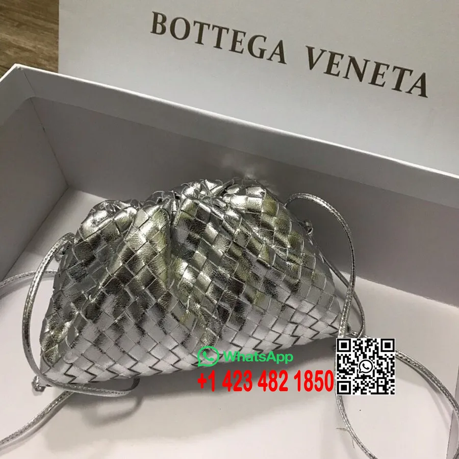 Bottega Veneta Woven The Mini Pouch Skuldertaske 23cm Kalveskind 2020 Forår/sommer Kollektion, Sølv