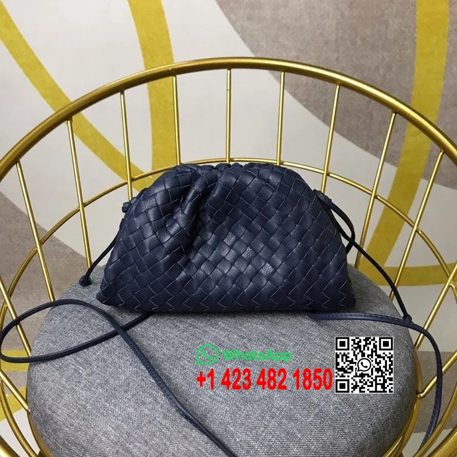 Bottega Veneta Woven The Mini Pouch Skuldertaske 23cm Kalveskind 2020 Forår/sommer Kollektion, Marineblå