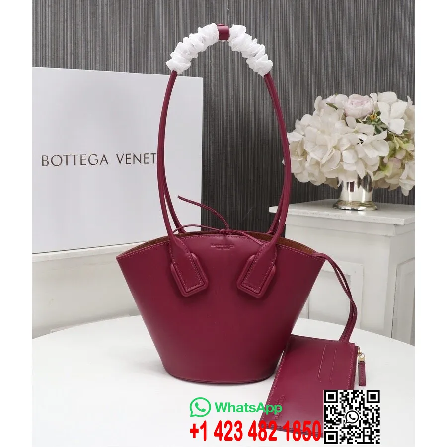 Bottega Veneta מיני סל תיק 28 ס"מ עור עגל קולקציית אביב/קיץ 2020, בורדו