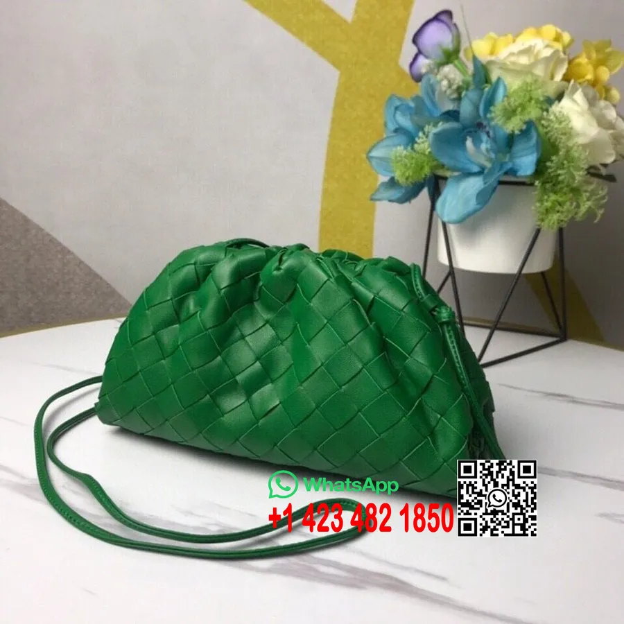 Bottega Veneta Woven The Mini Pouch Geanta De Umar 23cm Piele De Vitel Colectia Primavara/vara 2020, Verde