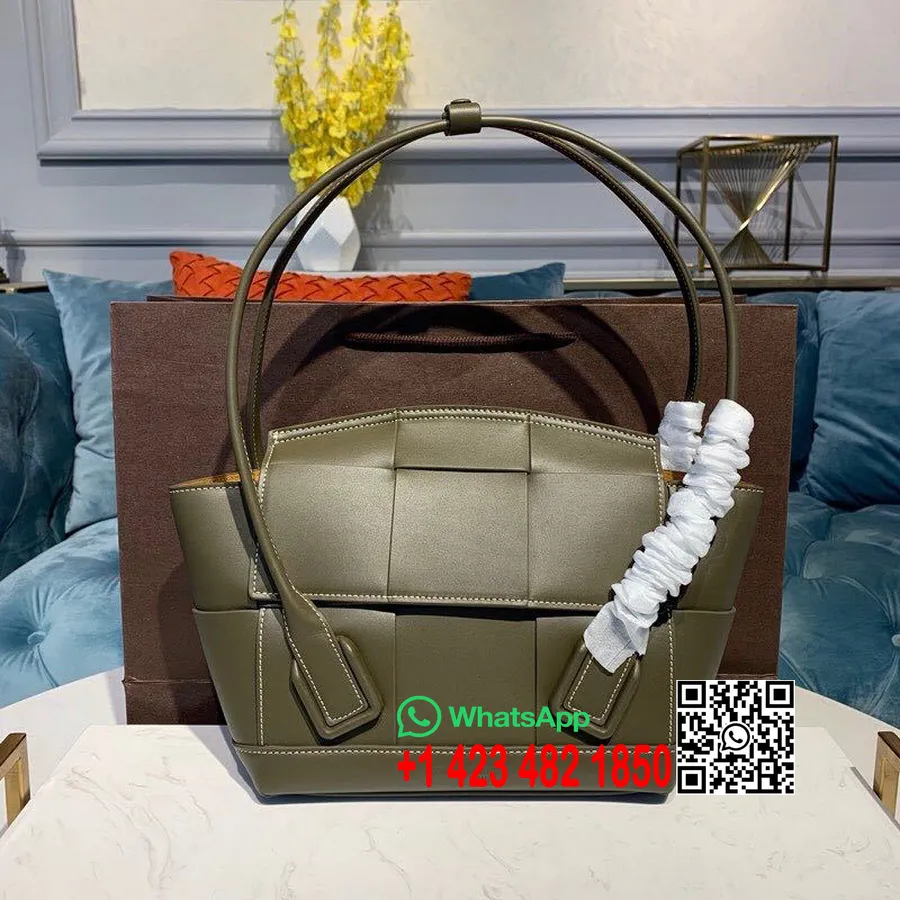 Мини-сумка Bottega Veneta Arco 33, 22 см, телячья кожа макси-плетения, латунная фурнитура, коллекция осень/зима 2019, Kaki Fonde