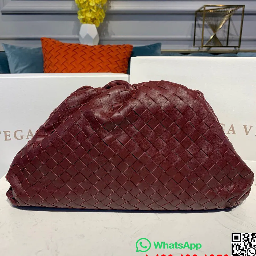 Bottega Veneta The Pouch Bag 40cm Intrecciato Nappa Couro Coleção Outono/inverno 2019, Bordô