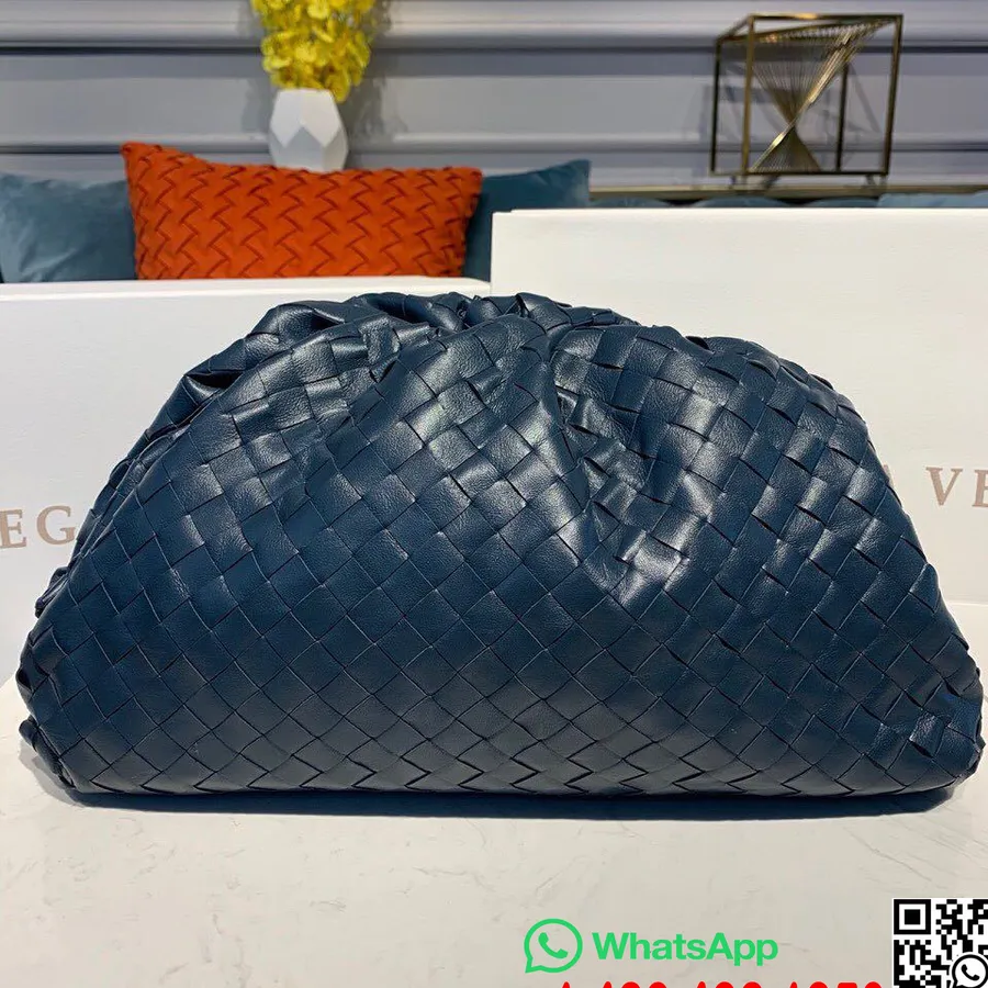 Bottega Veneta Tas Kantong 40cm Intrecciato Nappa Leather Koleksi Musim Gugur/dingin 2019, Biru Tua