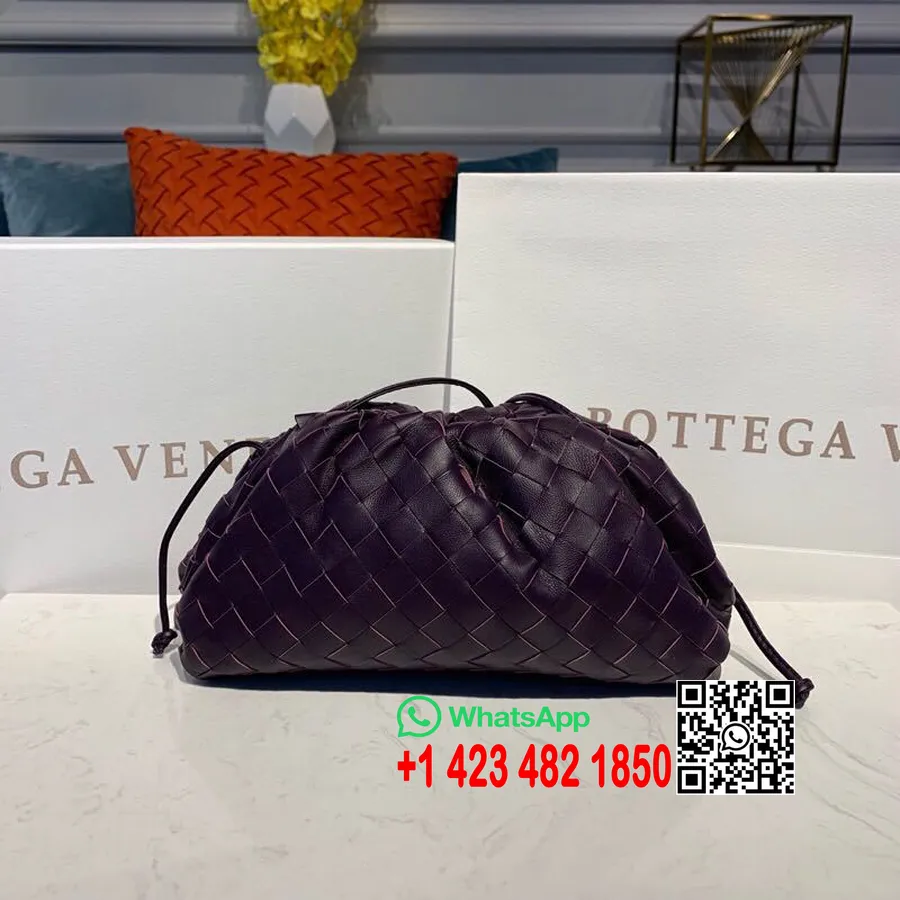 Bottega Veneta The Pouch Taske 28cm Intrecciato Nappa Læder Efterår/vinter 2019 Kollektion, Blomme