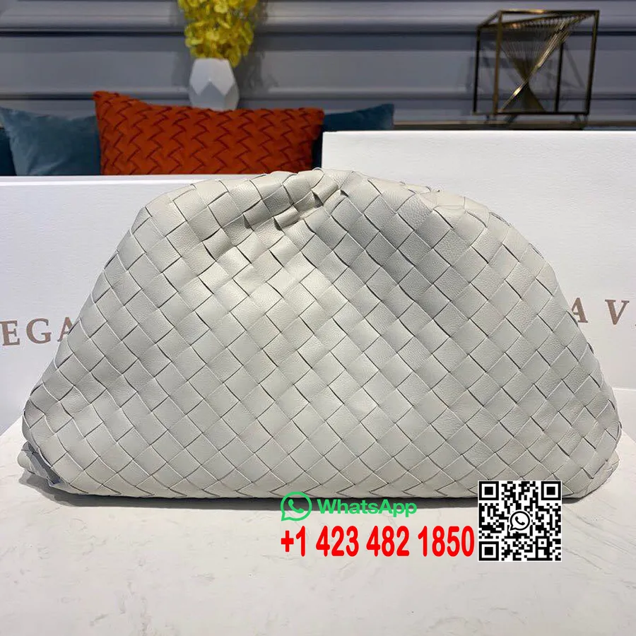 Bottega Veneta The Pouch Taske 40cm Intrecciato Nappa Læder Efterår/vinter 2019 Kollektion, Hvid