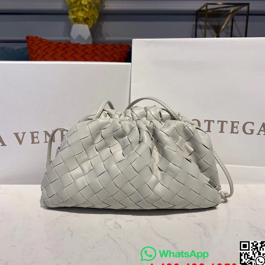 Bottega Veneta The Pouch Taske 28cm Intrecciato Nappa Læder Efterår/vinter 2019 Kollektion, Hvid