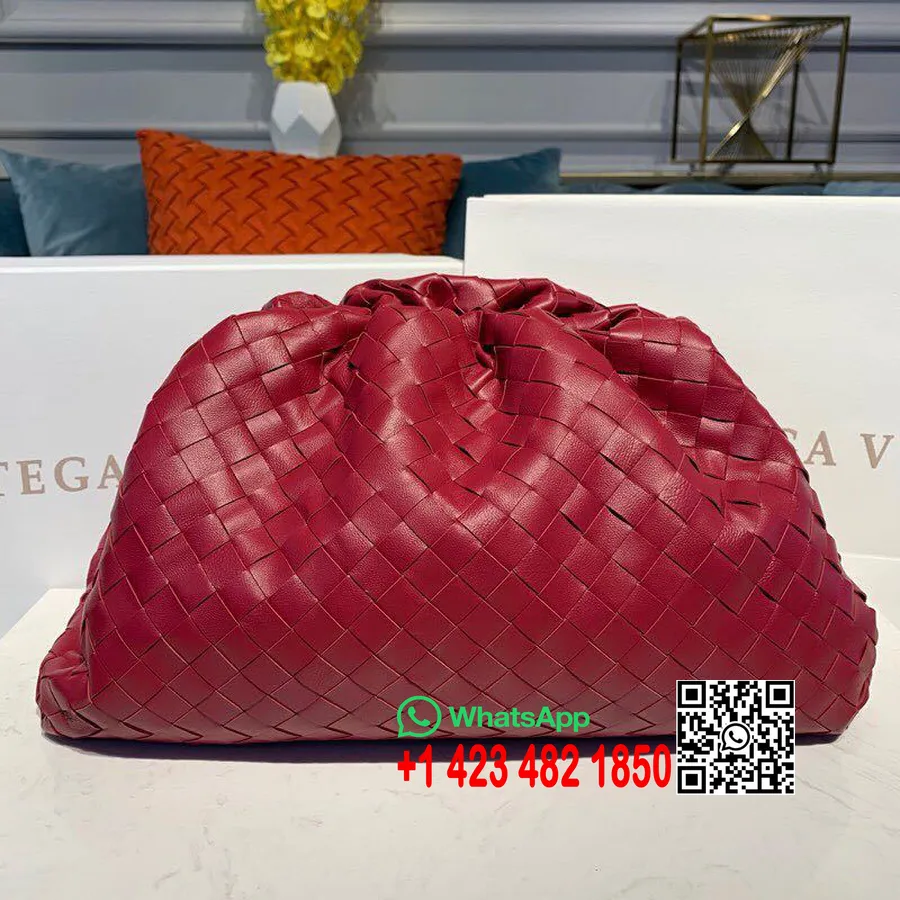 Bottega Veneta The Pouch Bag 40cm Intrecciato Nappa Læder Efterår/vinter 2019 Kollektion, Amaranto