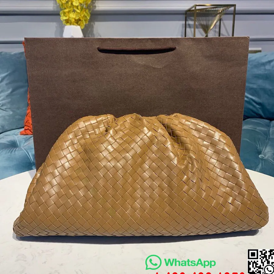 Bottega Veneta The Pouch Taske 40cm Intrecciato Nappa Læder Efterår/vinter 2019 Kollektion, Karamel