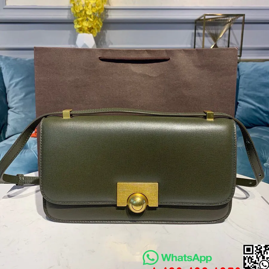 کیف کلاسیک Bottega Veneta 28cm Intrecciato Nappa چرم سخت افزاری طلایی پاییز/زمستان 2019، سبز زیتونی