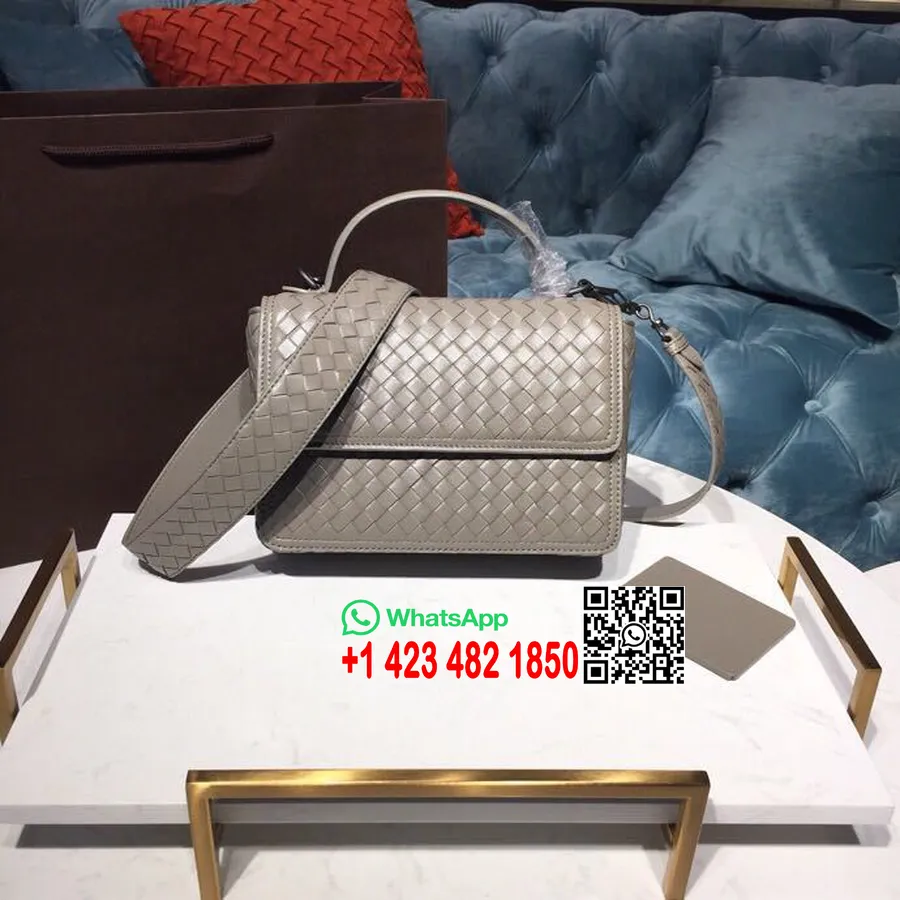 Bolso Bottega Veneta Alumna 24cm Piel Napa Intrecciato Herrajes Brunito Colección Otoño/invierno 2019, Gris Claro